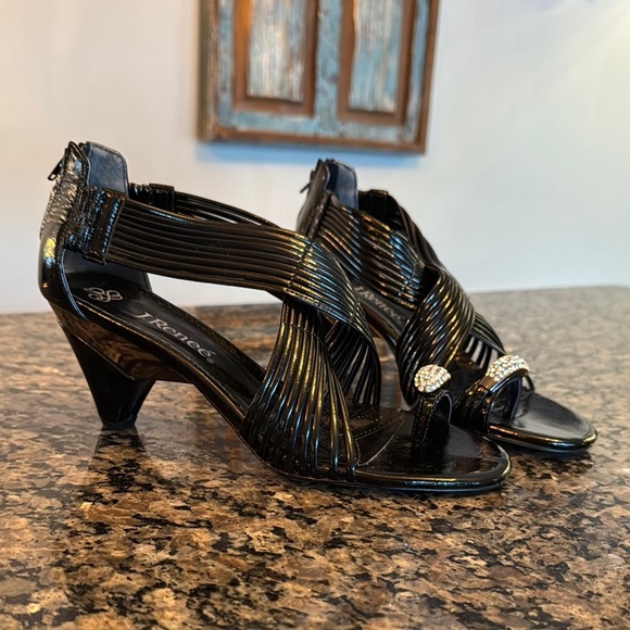 J.Renee Shoes - J. Renewals black and silver High Heeled Sandals EUC 8.5